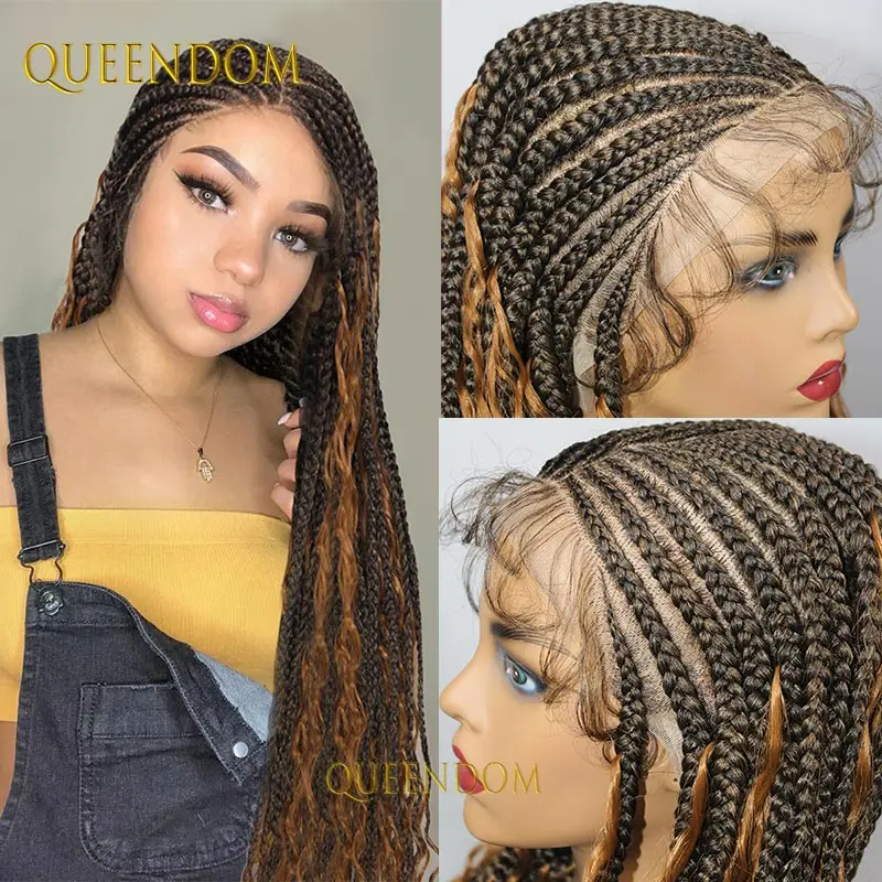 Synthetic Full Lace Front Braided Wigs For Black Women 32