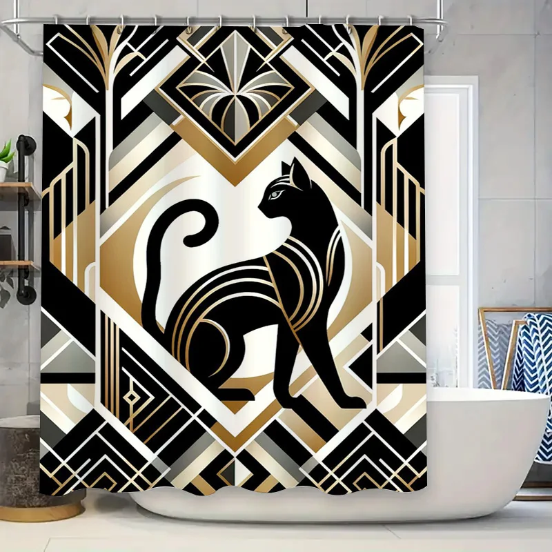 Eye-Catching Bathroom Decor: Unique Gargoyle Shower Curtain with Rustic Gold Tones for Home Improvement Projects Artistic Design