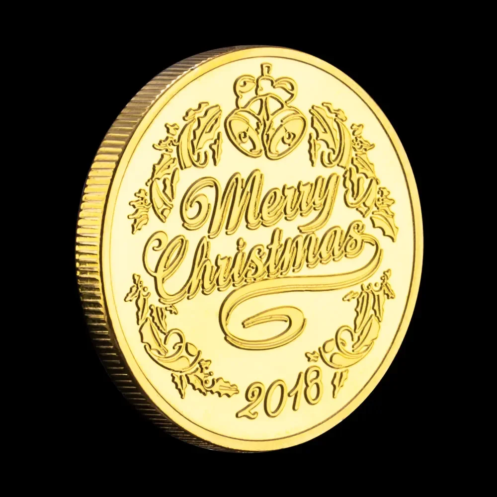 Merry Christmas Collectible Coin Golden Plated Xmas Tree Hangings Collection Art Creative Gift Commemorative Coins