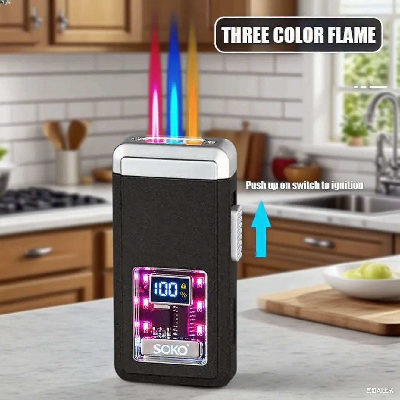 

2025 Now Triple Jet Flame Voice-activated Power Ignition Count Display Type-C Charging LED Cigar Torch Lighter