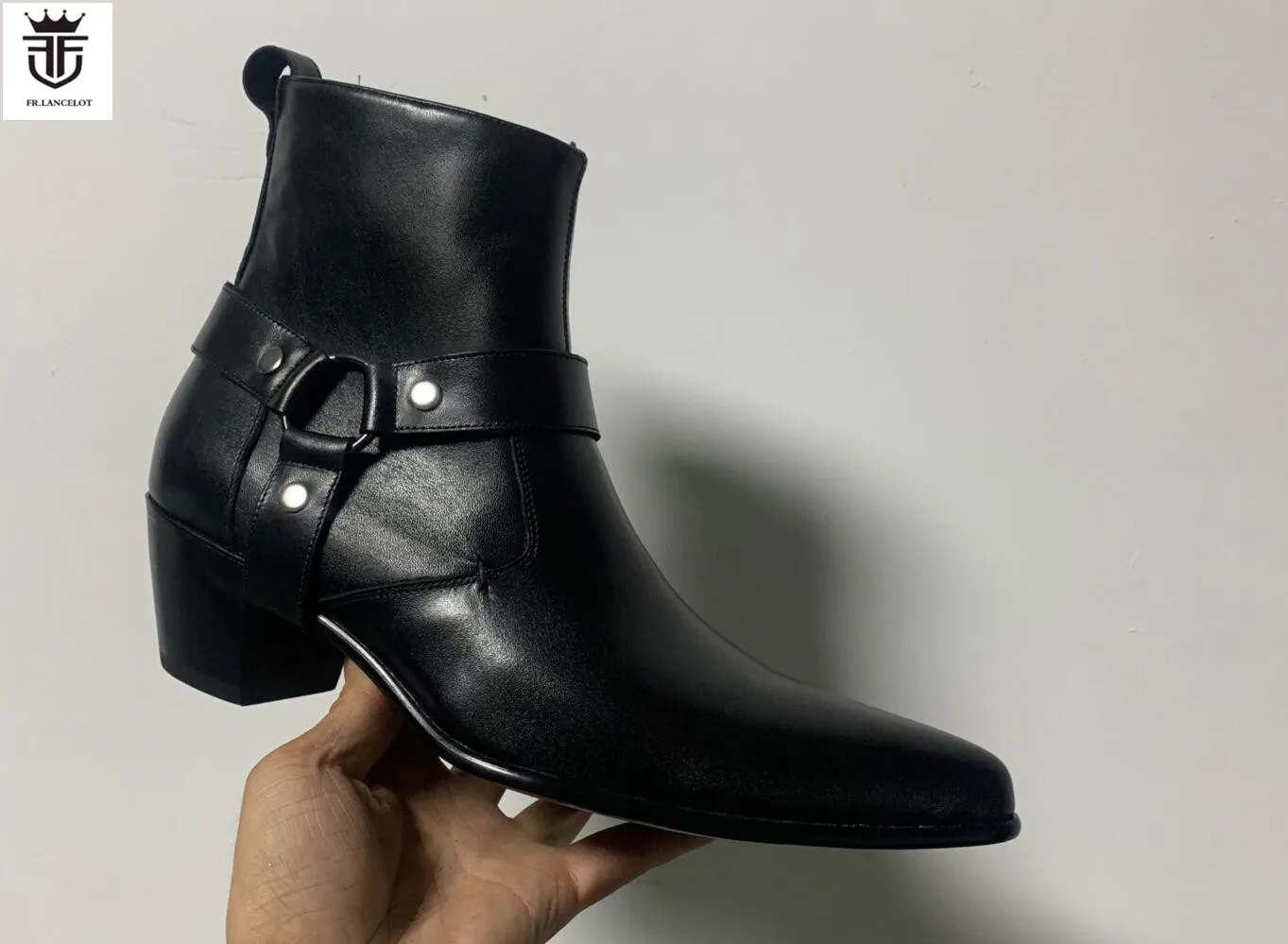 New Fashion man ancient style men black boots point toe mujer botas side zip casual style booties party shoes male