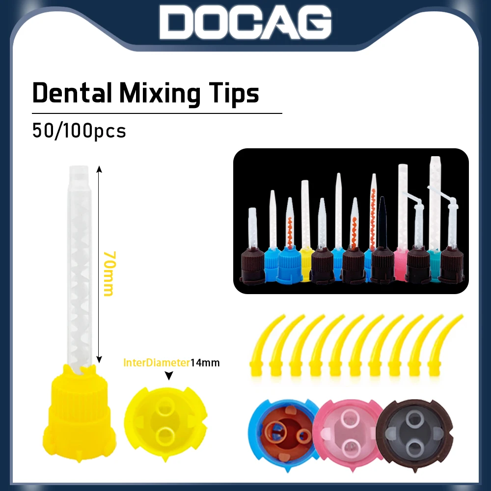 50/100Pcs Dental Mixing Tips Disposable Nozzles Head Impression Materials Silicone Rubber Conveying Head Mixing Tube Dentistry