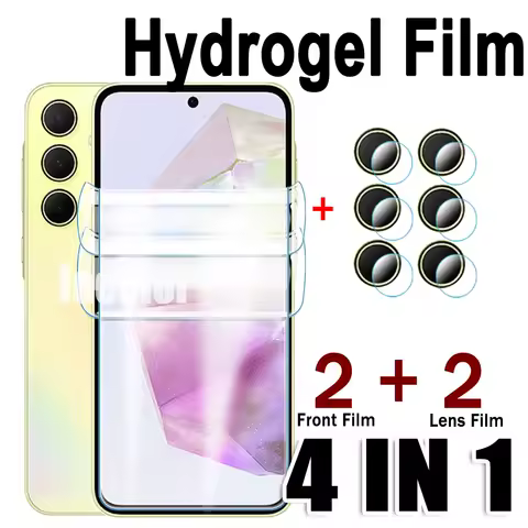4in1 Soft Hydrogel Film For Samsung Galaxy A35 A34 A33 5G A32 4G Lens Glass Screen Protector Not Glass A 25 23 22S 21S