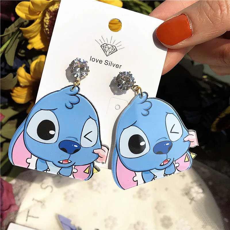 Disney Cartoon Lilo & Stitch Earrings Kawaii Stitch Acrylic Earrings Dangle Ear Drop Jewelry Girls Women Toys Christmas Gifts