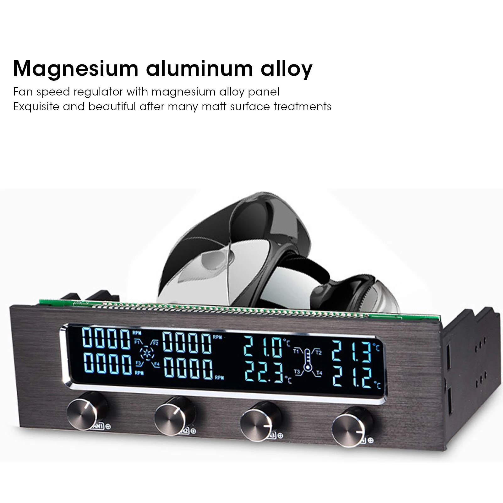 

Контроллер вентилятора процессора Контроллер вентилятора STW‐6041 Контроллер вентилятора для процессора компьютера Многофункциональный 4-канальный ЖК-дисплей на передней панели