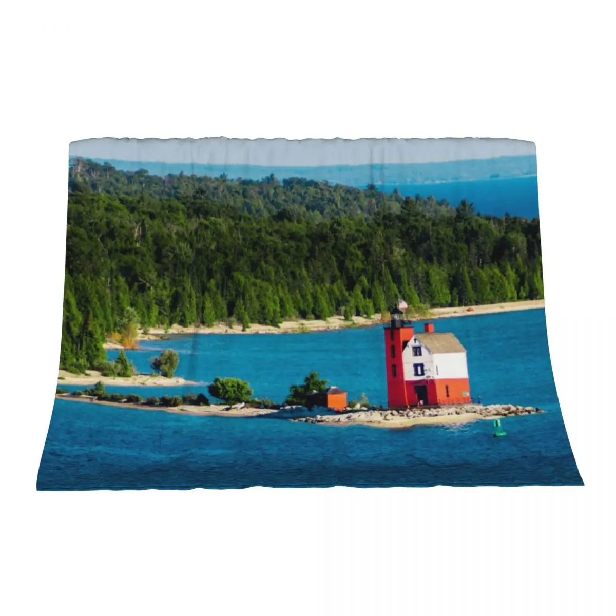 

Round Island Light watching over Lake Michigan on Mackinac Island Throw Blanket Fashion Sofas Soft Beds bed plaid Blankets