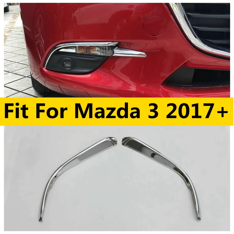 

Exterior Chrome Front Fog Lights Lamps Eyelid Eyebrow Decoration Cover Trim Fit For Mazda 3 2017 2018 Accessories