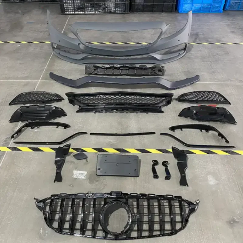 High Quality Mercedes Benz W205 C63 Automotive Parts Body Kit  Modified C63 AMG Style Bumper with Grille