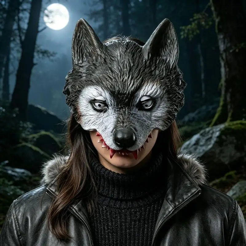 2025 New 3D Werwolves Mask Cosplay Party Mask Half Face Mask Scary Animal Mask Masquerade Halloween Costume Accessory Wolf Mask
