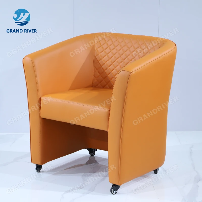 Seat Waiting Room Chair Pu Foam For Nail Salon Black Green Silver Red Shine Blue Metal Steel Furniture Cushion