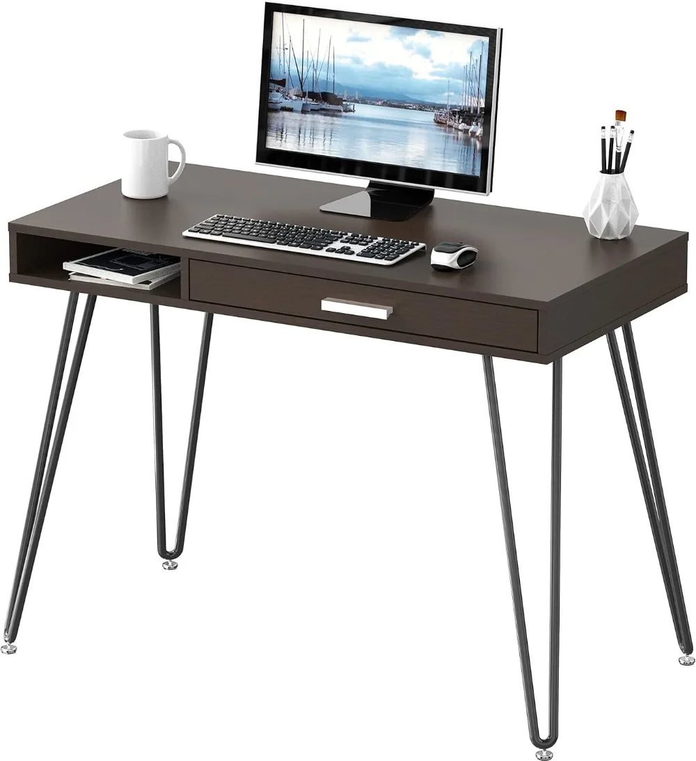 

Home Office Computer Hairpin Leg Desk with Drawer