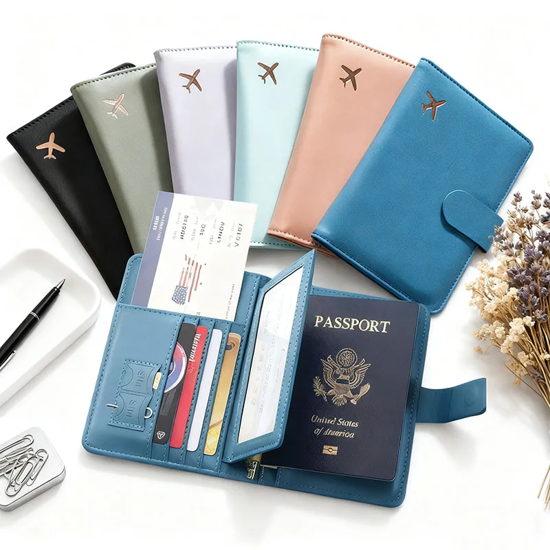 

Passport Cover PU Leather Man Women Travel Passport Holder With Credit Card Holder Case Wallet Protector Cover Case