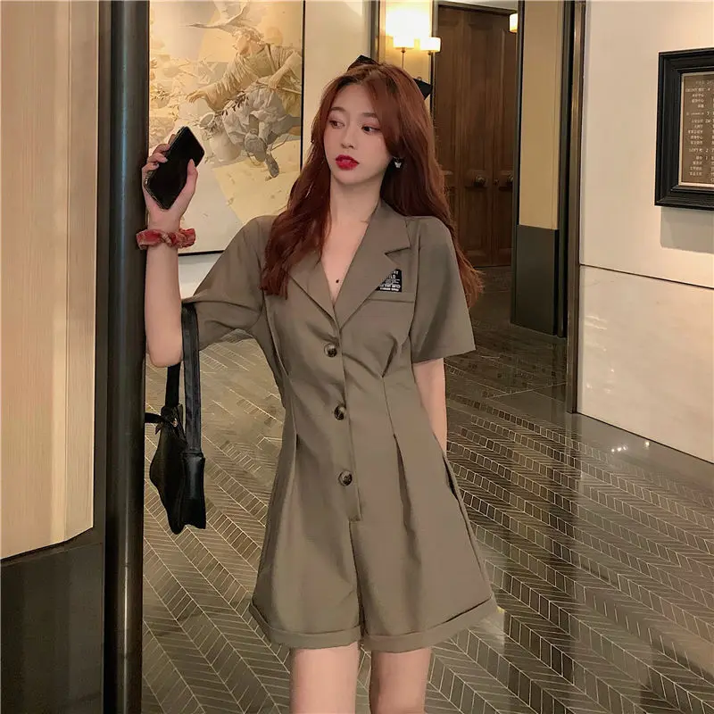 

Summer New High-quality Korean Style Loose Temperament Waist Thinning Overalls Female Suit One-piece Suit