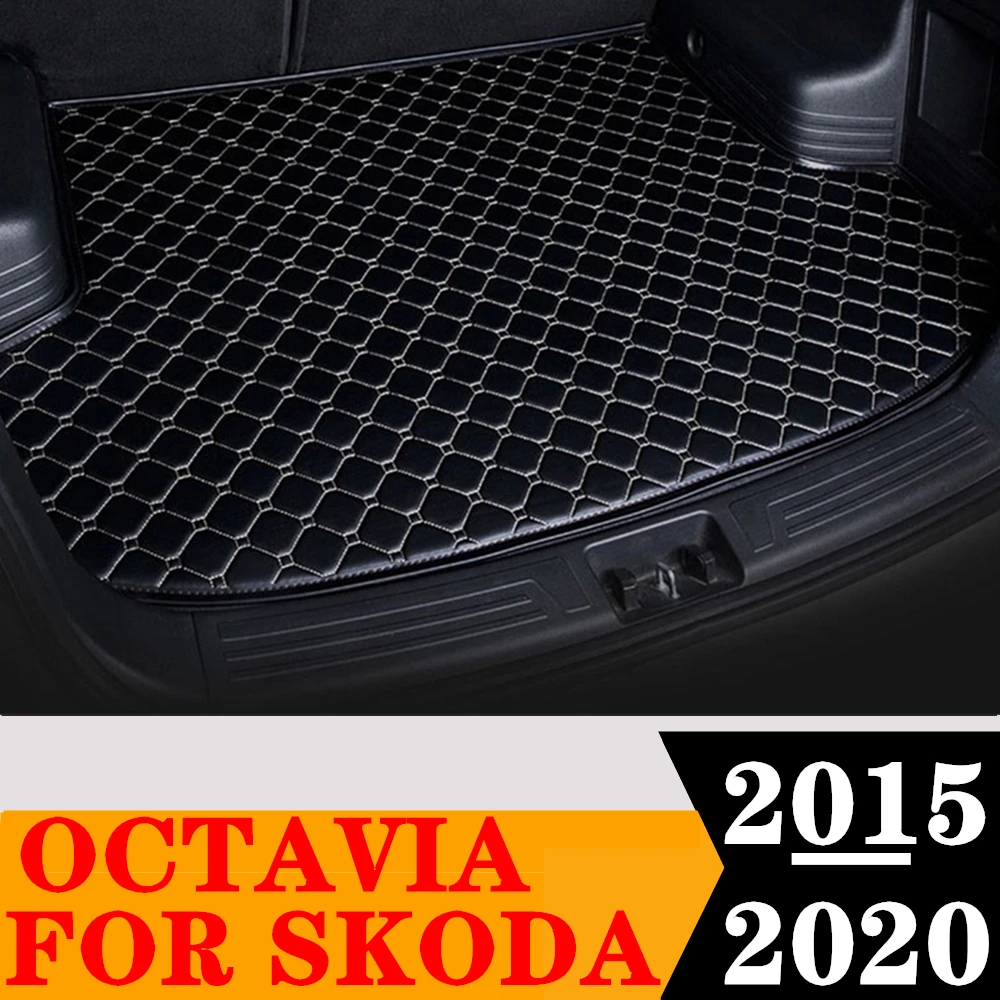 Car Trunk Mat For SKODA Octavia 2020 2019 2018 2017 2016 2015 Rear Cargo Liner Tail Boot Tray luggage Pad Carpet Interior Parts