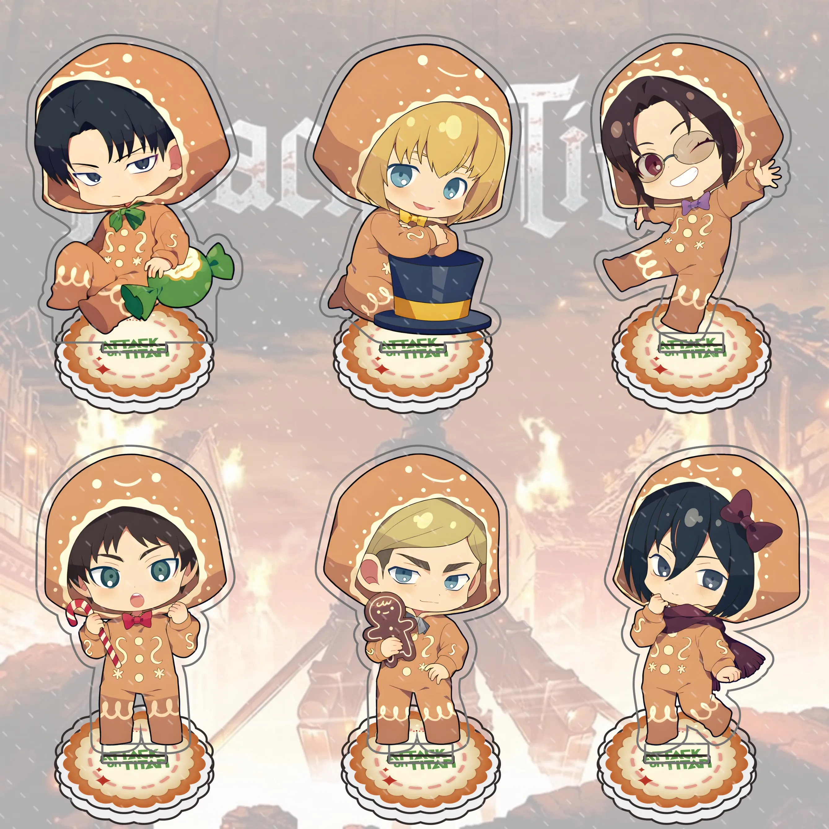 Anime Peripherals Attack On Titan Final Chapter Chibi 10cm Characters Series Acrylic Standing Sign Fans Favorite Gift Ornaments