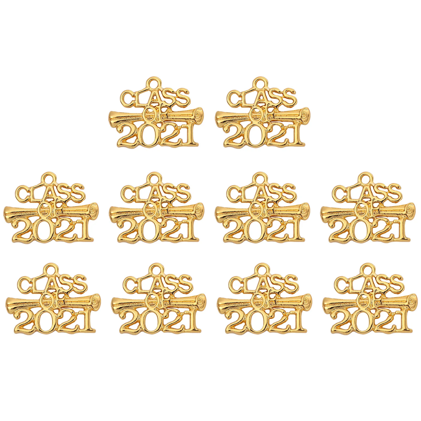 

10pcs Graduation Letter Pendants Alloy Charms Phone Pendant Unique Jewelry Accessory Dance Party Gift For New Year Occasion