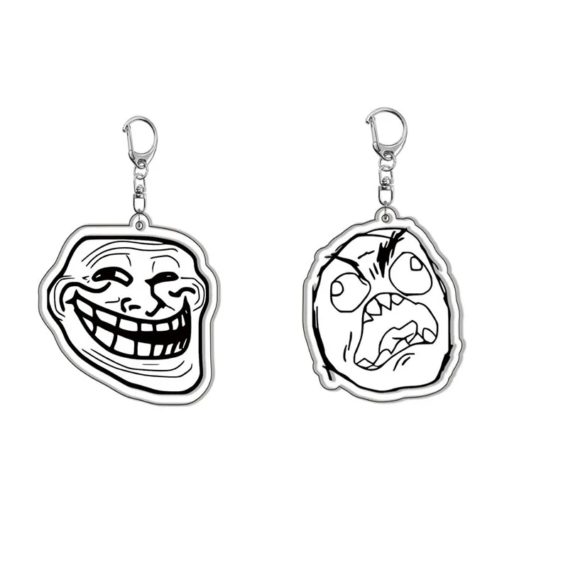 Fun Troll Face Keychain for Accessories Bag No Me Gusta Rage Face ForeverAlone Pendant Key Chain For Boys Girls Christmas Gift