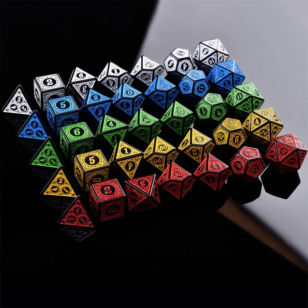 Multi-Sided 7-Die Dice Set Game Dice For TRPG DND Accessories Polyhedral D4 D6 D8 D10 D12 D20 Dice For Board Card Game Math Game