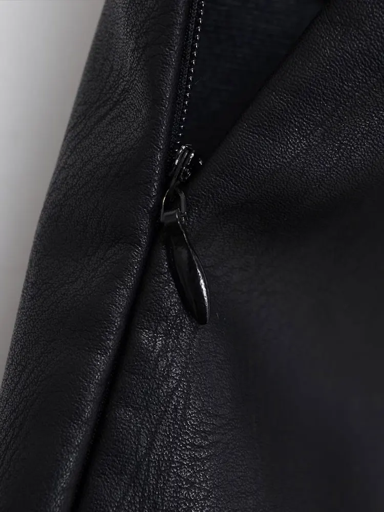 Nlzgmsj Herfst Casual Chic Mini Shorts Rok Vooraan Split Hoge Taille PU Shorts Damesmode Streetwear Herfst Shorts