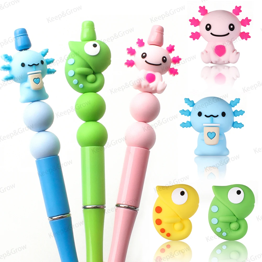 5/20/50Pcs Cute Animals 3D Silicone Beads Chameleon Salamander Focal Beads Perfect for DIY KeyChain Jewelry Making Accessories