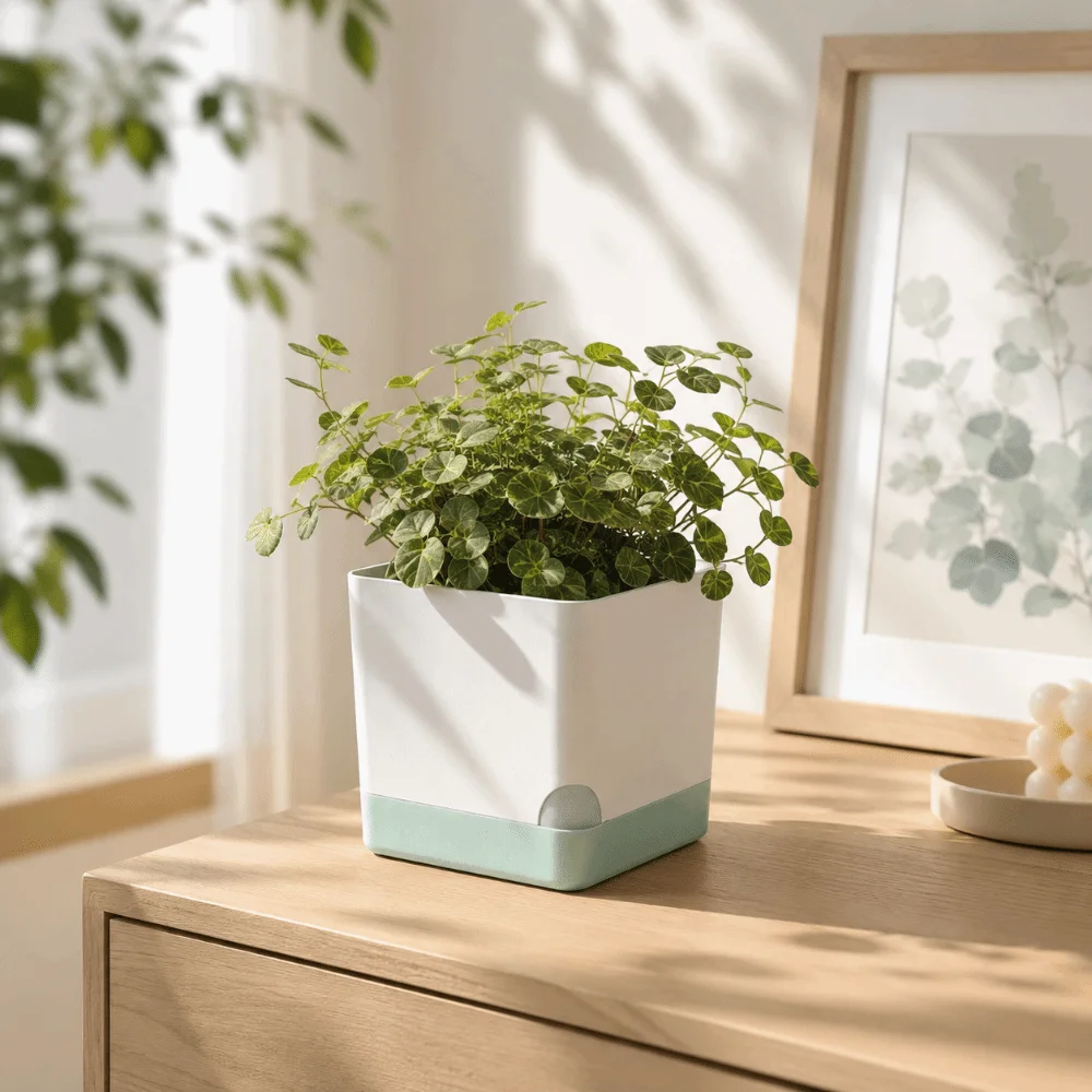 Simple Square Shape Self Watering Plant Pots Drainage Hole 2-Layer Design Plant Pots Patchwork Plastic Lazy Flowerpot Outdoor