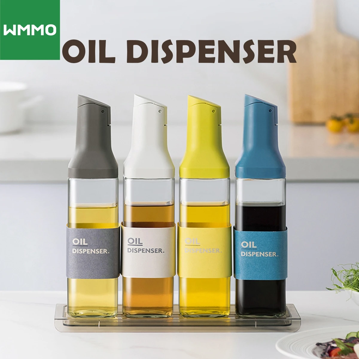 WMMO Automatic Opening Glass Oil Bottle Four Colors Pouring No Oil Leakage Easy to Clean Home Kitchen Cooking Oil Storage Bottle