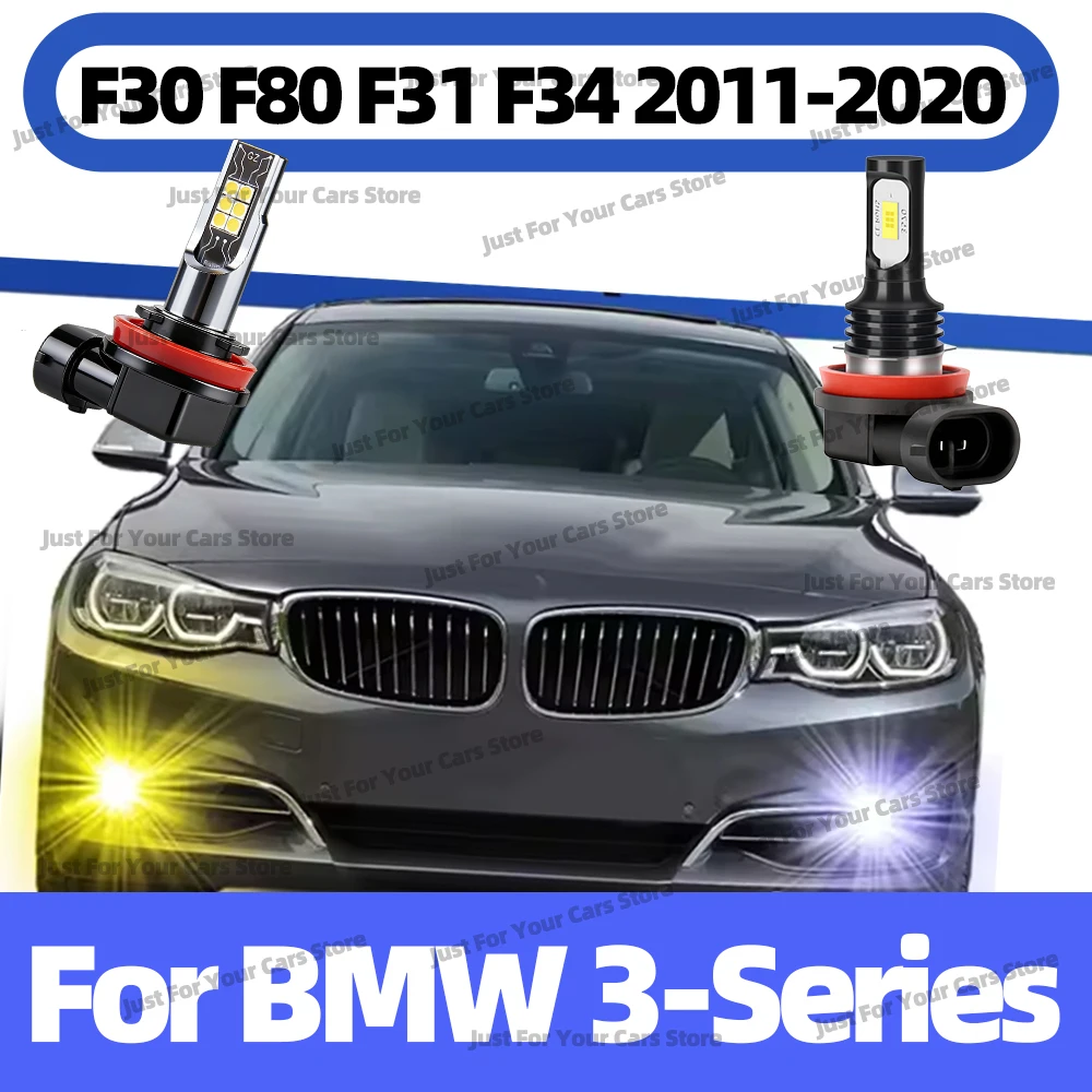 2x LED-Nebelscheinwerferlampen 6000K Weiß / 3000K Gelb für BMW 3er F30 F31 F34 F80 2011-2020 2012 2013 2014 2015 2019