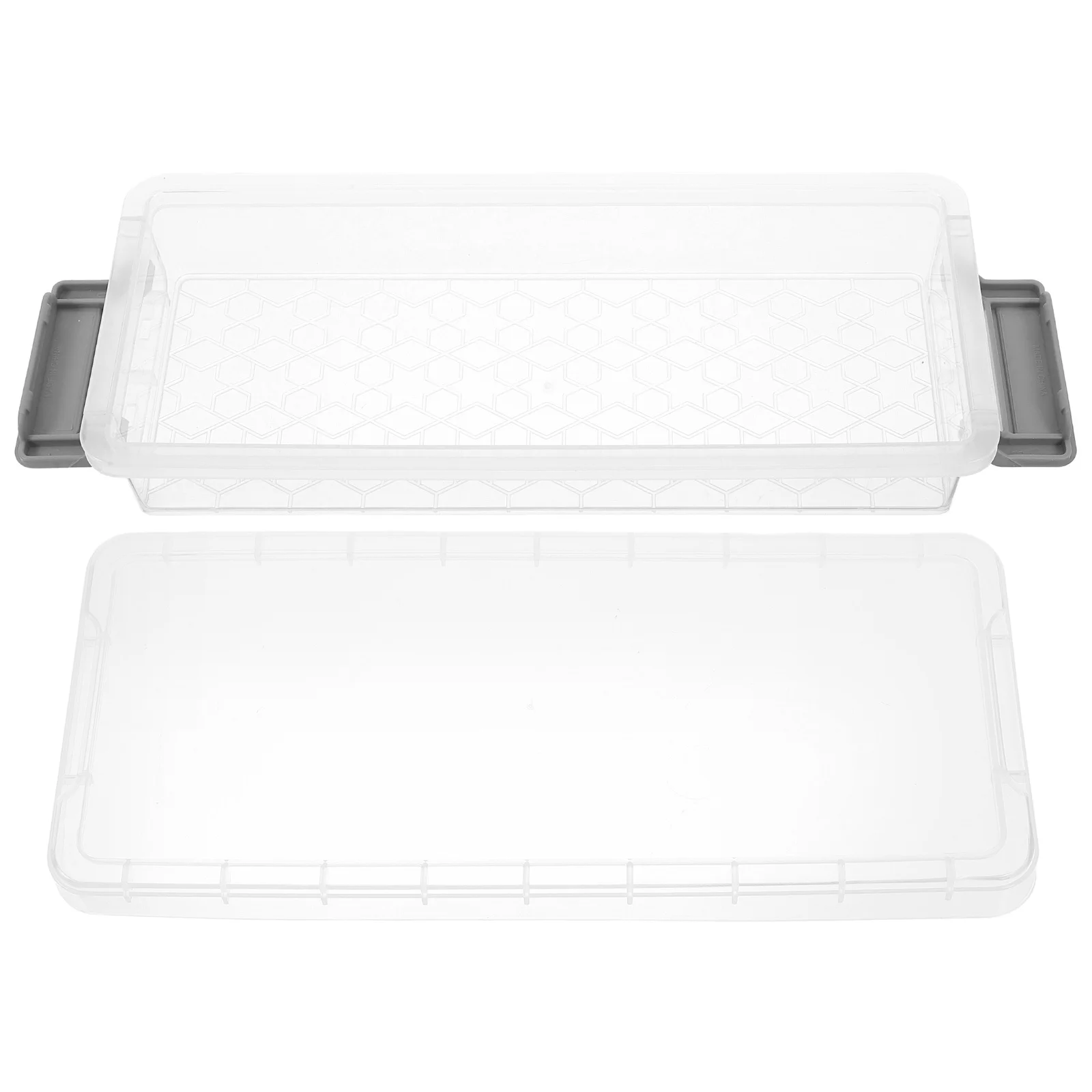 Clear Desktop Storage Box with Lid Transparent Organizer Pencil Stationery Snack Holder Office School Pen Storage