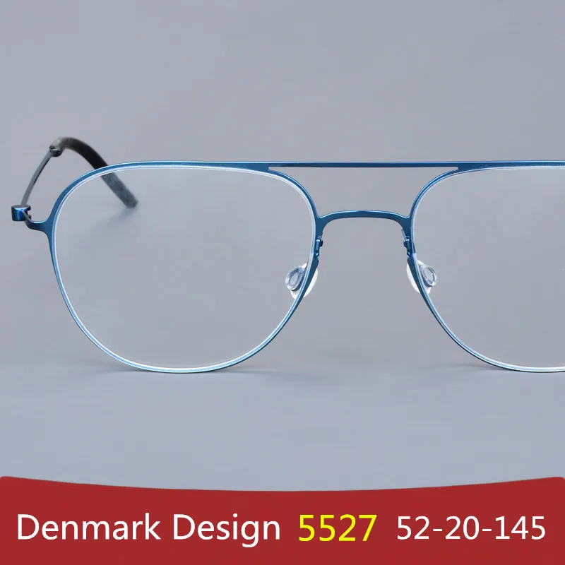 

Denmark Brand Pilot Glasses Frame Ultralight Thin Rim Men Women 5527 New Design Screwsless Spectacles Pure Titanium Eyeglasses