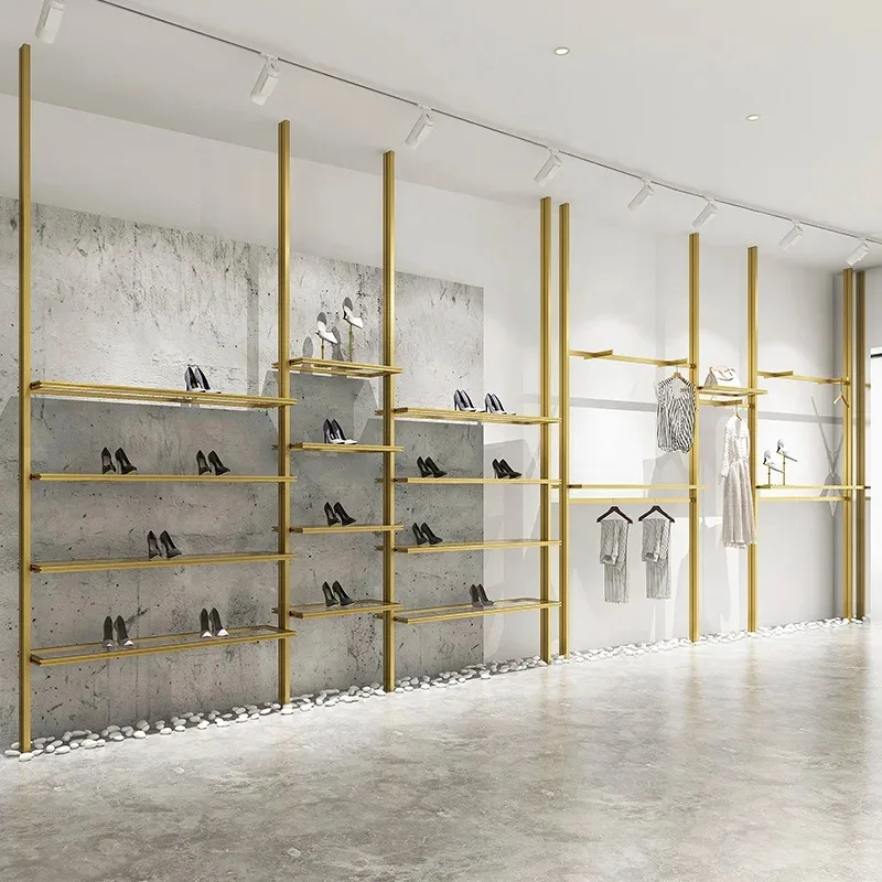 custom.Garment Store Bag Display Rack Wall Mounted Hanging Shoe Rack Stand Stainless Steel Shoe Rack Window Display