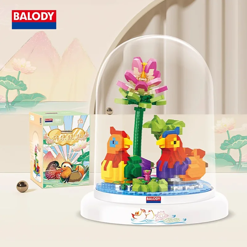 BALODY Chinese Style Puzzle Block Luxury Bonsai Bird Mandarin Duck Decor 3D Stereo Model Desktop Ornament Kids Birthday Gift