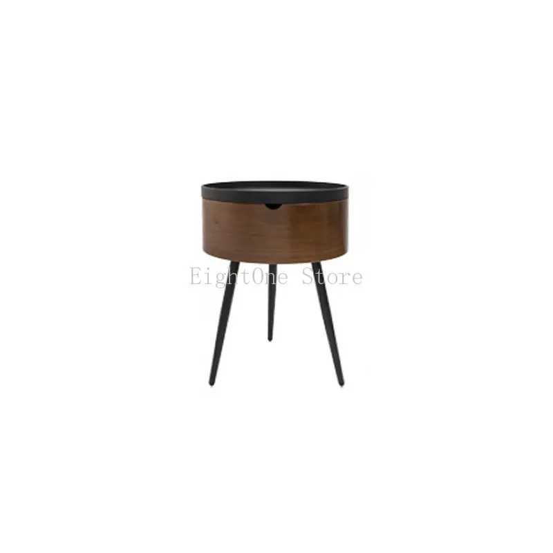 Multi functional bucket sofa tea table side cabinet health environmental protection solid wood small round table light luxury st