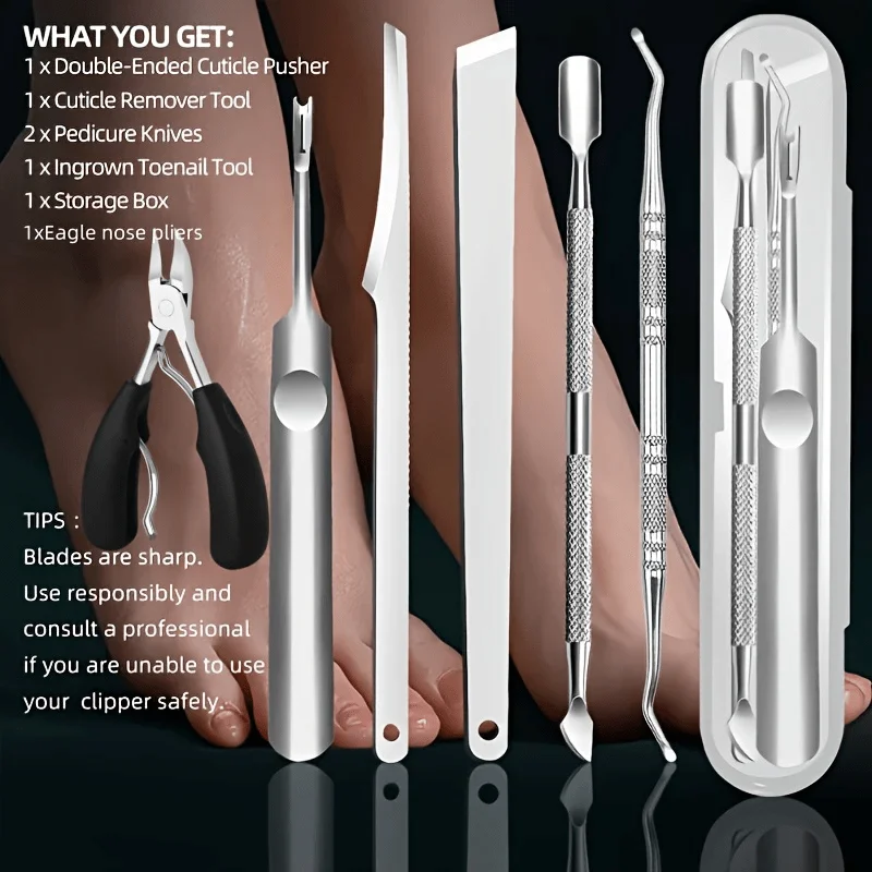 6pcs Stainless Steel Grooming Set - a Professional Kit for Foot Care And Trimming, Suitable for Feet, Hands, And Nails