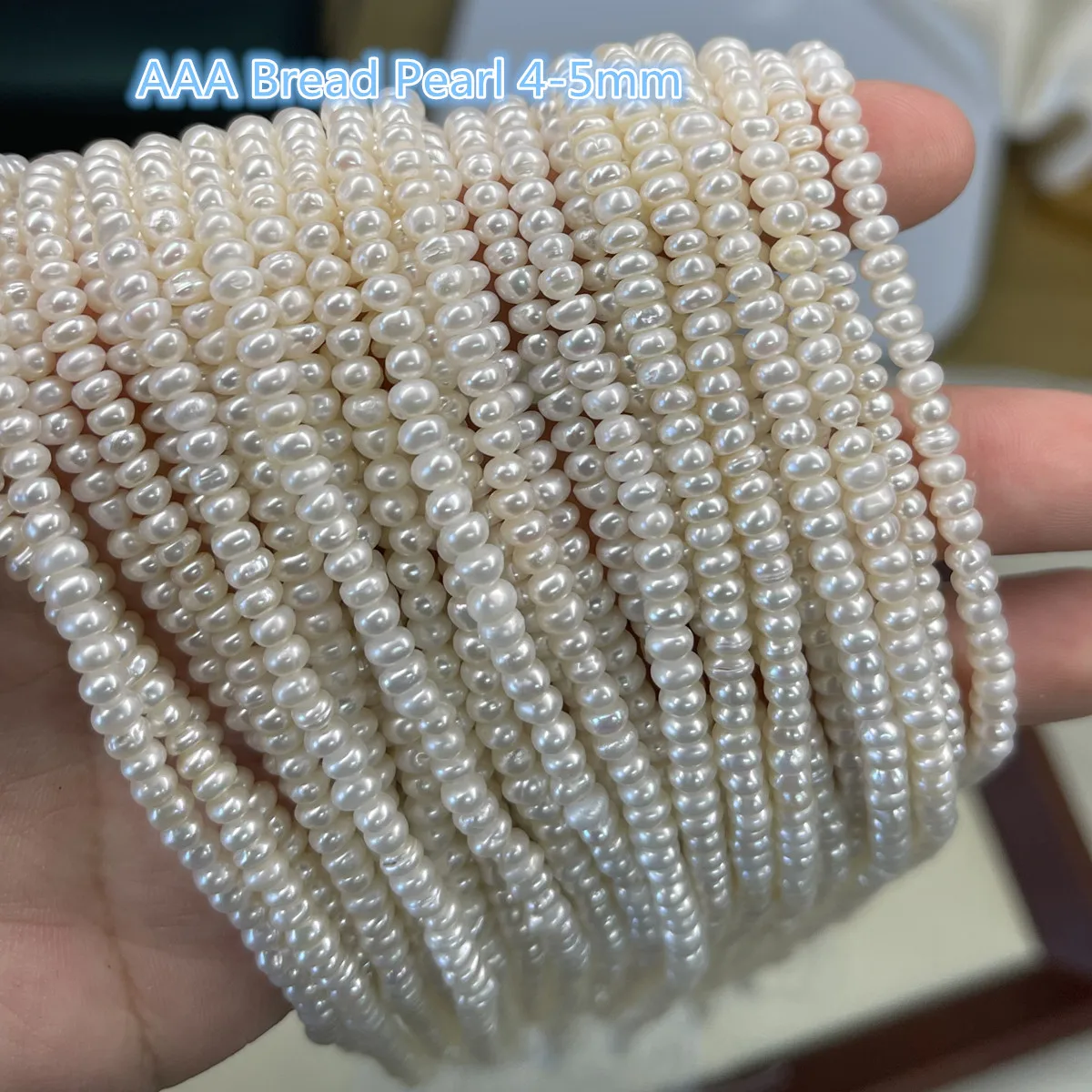 AAA White Bread Pearl Natural Freshwater Pearl 4-5mm For Jewelry Making DIY Necklace Earrings Bracelet Accessory Length 36cm