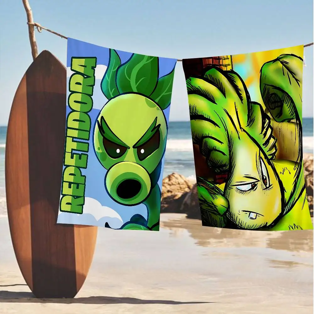 Classic Game P-Plants Vs Z-Zombies Microfiber Blanket Quick Drying Beach Towels Oversized Printing Super Absorbent Pool Towel