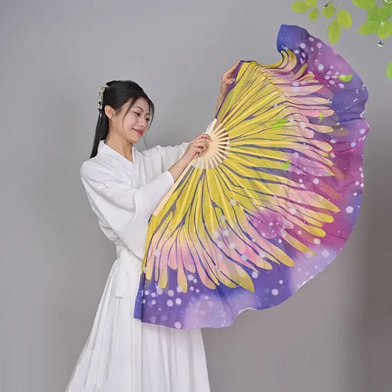 1Pair Butterfly fan Hand Fan for Dancing Play Costume Props Folded Fan Bamboo Bone Performance Dance Fans Party Stage Props