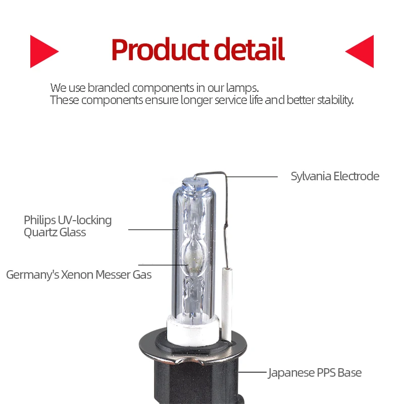 HID Lamp HID Bulb Xenon Bulb H3 for Flashlight Super Bright Warm White Light 3000K 4300K 6500K 55W 100W 220W