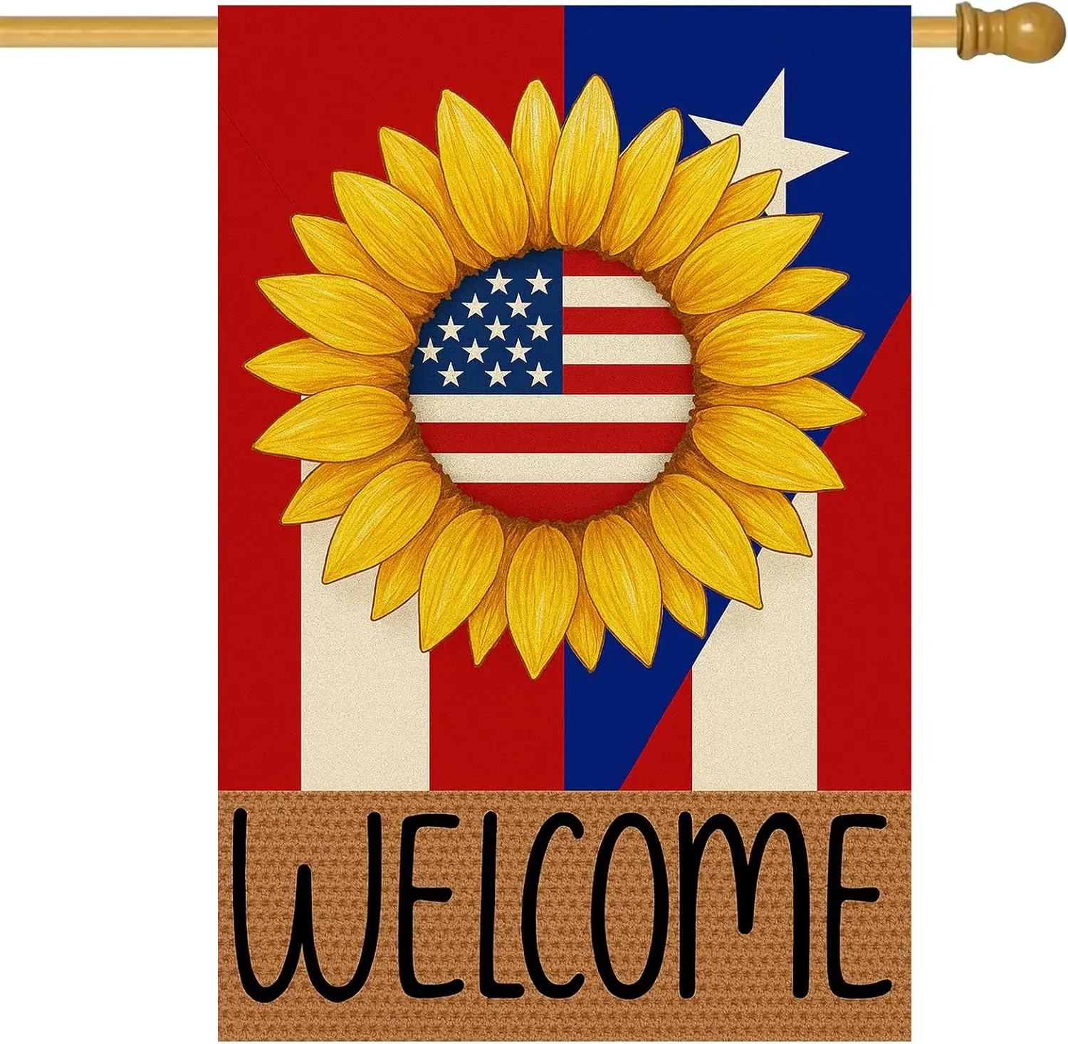 Spring Summer House Flag 28 x 40 Inch Double Sided Garden Flag American Flag Sunflower and Welcome for Summer Porch Yard Pat hhz