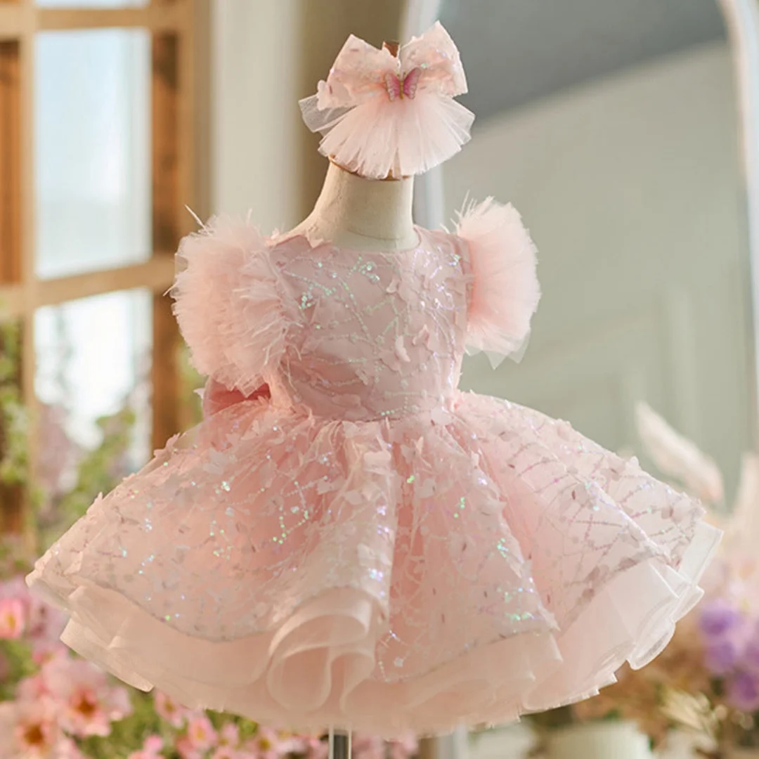 Luxury Flower Children's Wedding Dress Sweet and Cute Panton Skirt Children's Seasons Banquet Baby First Christmas Dinner Girls