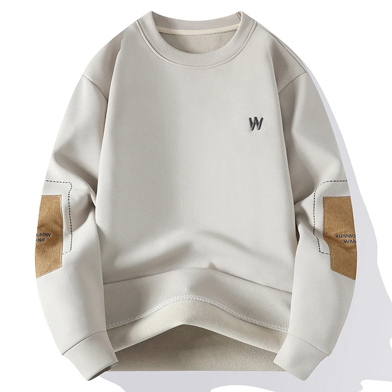 

Japanese Sle Thiened One-Piece Fce Hoodie Men's Autumn Winter Warm Base Layer Simple round Ne Overhead irt