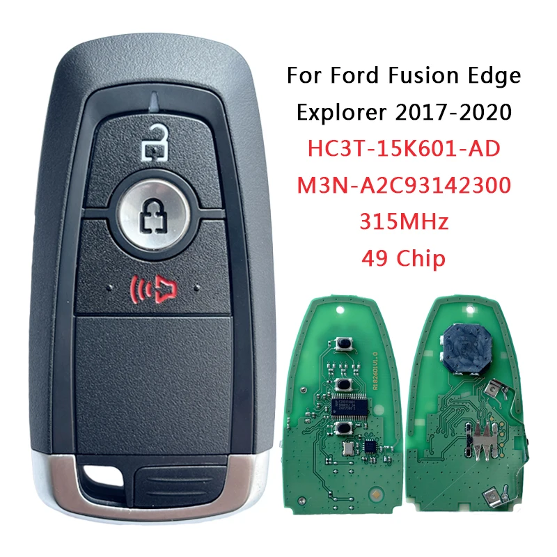 

TXK018081-1 HC3T-15K601-AD For Ford Fusion Edge Explorer 2017-2020 Smart Remote Key 2+1 Button 315MHz 49 Chip A2C93142300