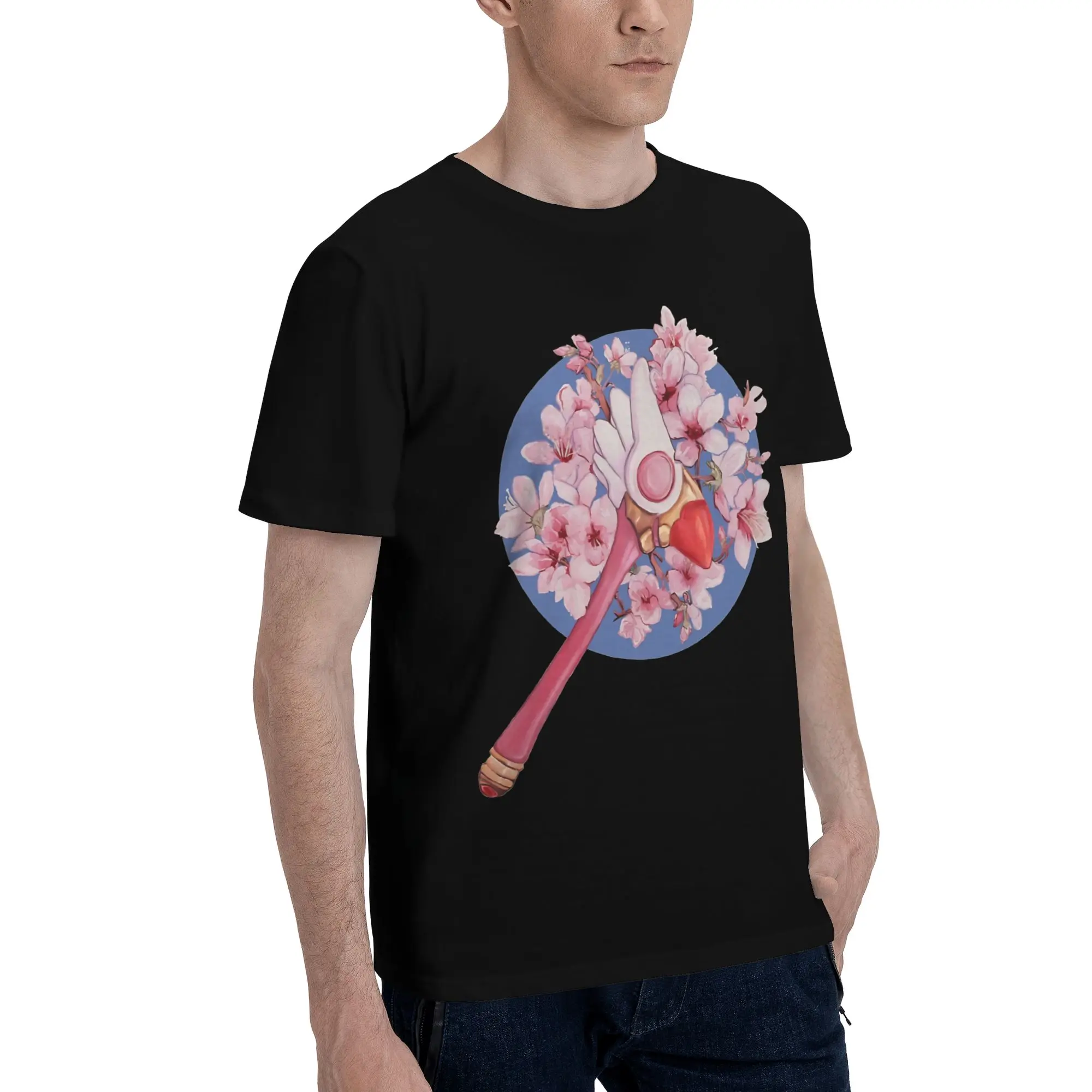 Floral Sealing Wand  Funny 100% Cotton T-Shirt Bandai Cardcaptor Sakura Tops Tees For Men
