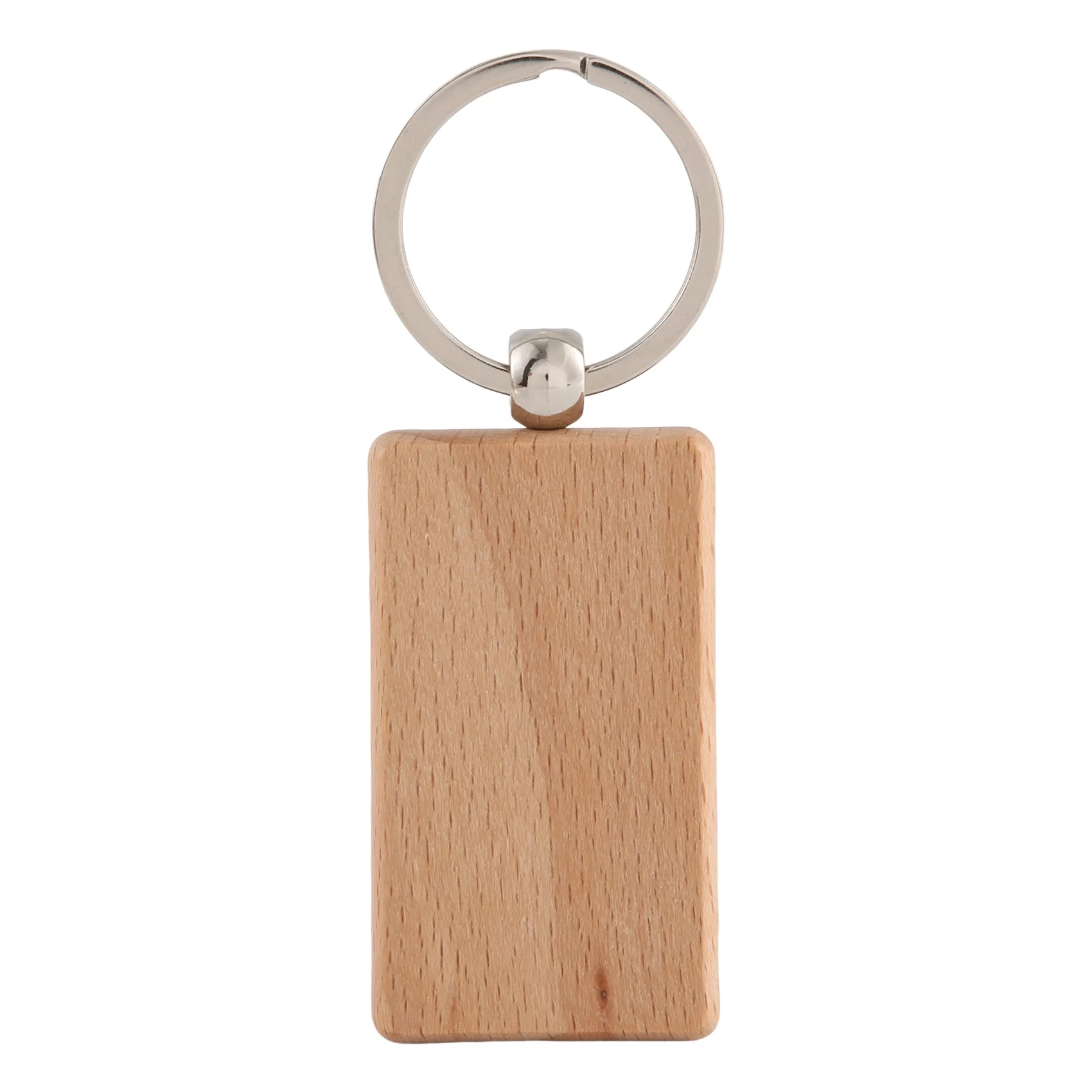 100 Blank Wooden Keychain Rectangular Engraving Key ID Can Be Engraved DIY