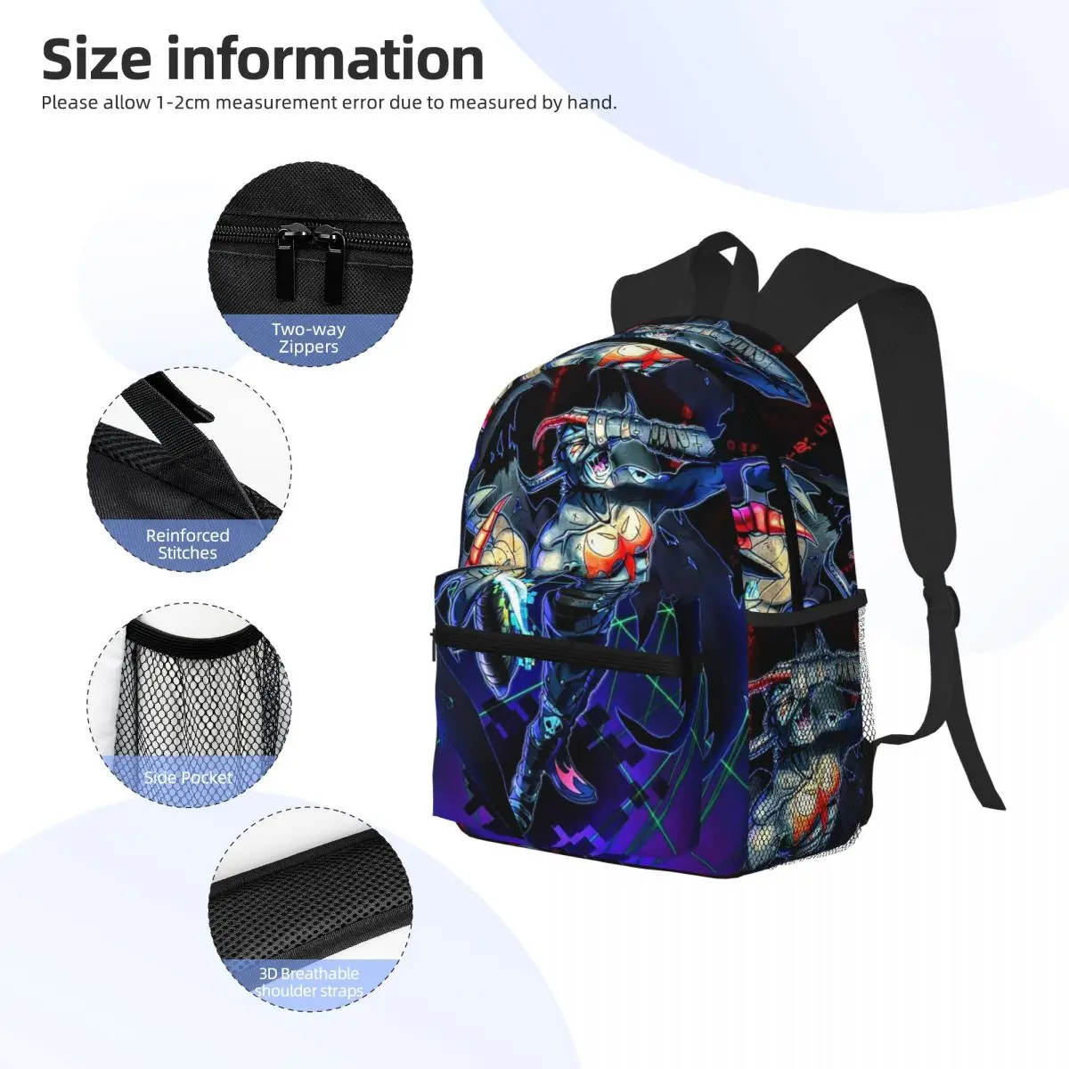 Anime Digimon Lady Devimon Student Backpack School Bag Hiking Travel Daypack for Men Women Fashion Bookbag Shoulder Bags