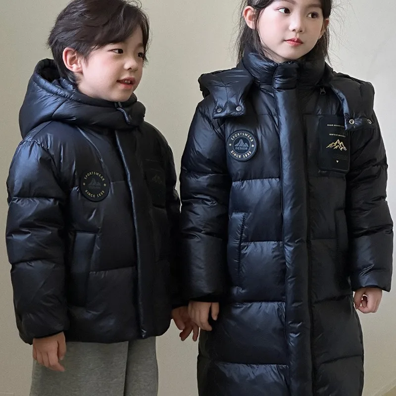 Winter High Quality Thicker Down Jacket Children Hooded Black White Duck Down Outerwear Girl And Boys Down Coats Winter Children