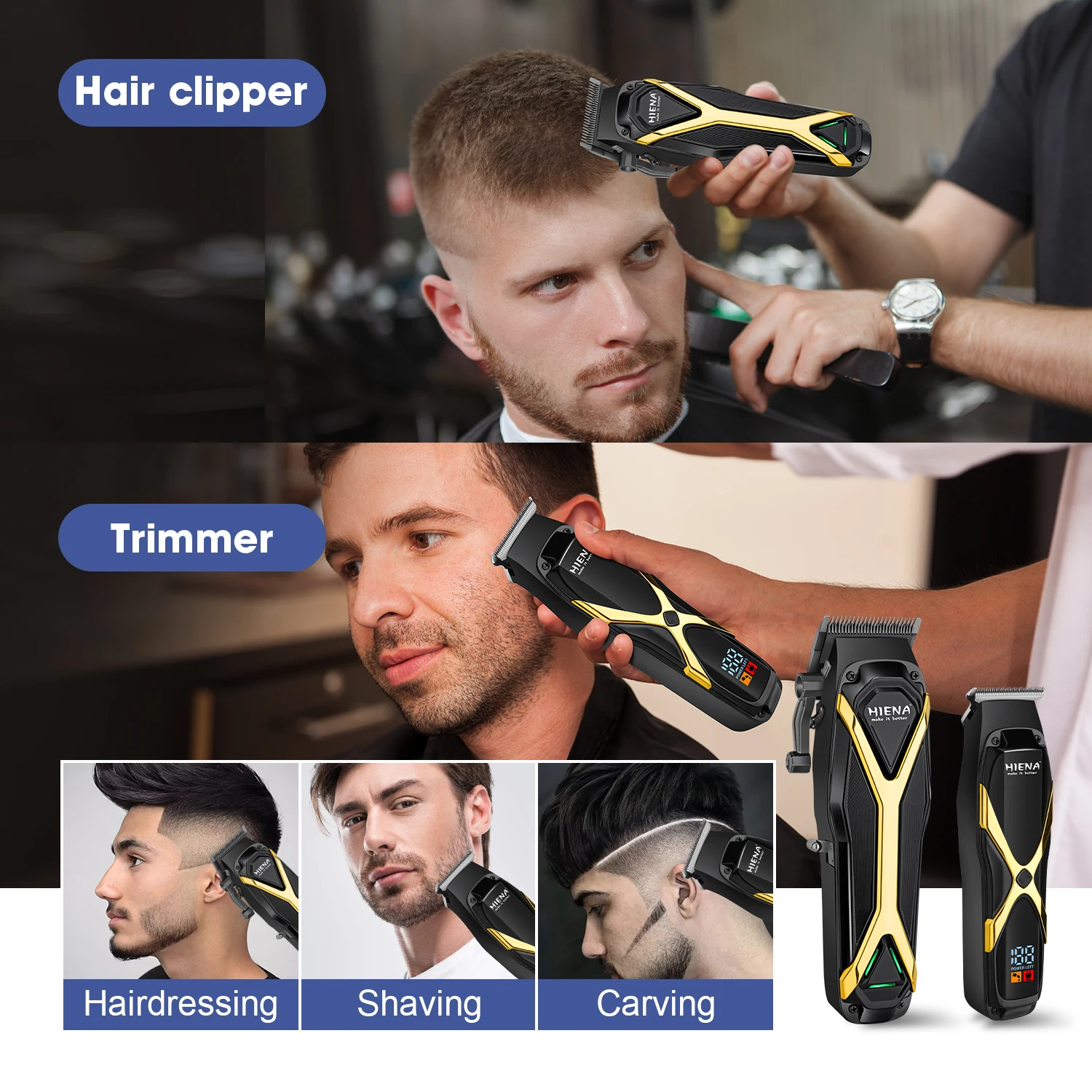 Professionelle Barber Haar Clipper Lithium-Batterie USB Aufladbare Trimmer LCD Display Hause Männer Bart Rasierer Haar Schneiden Maschine