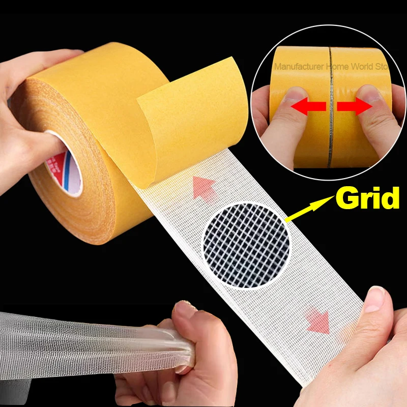 Nano Adhesive Tape Super Strong Fixation Double Sided Tape Heavy Duty Translucent Mesh Waterproof Traceless Powerful Grid Carpet