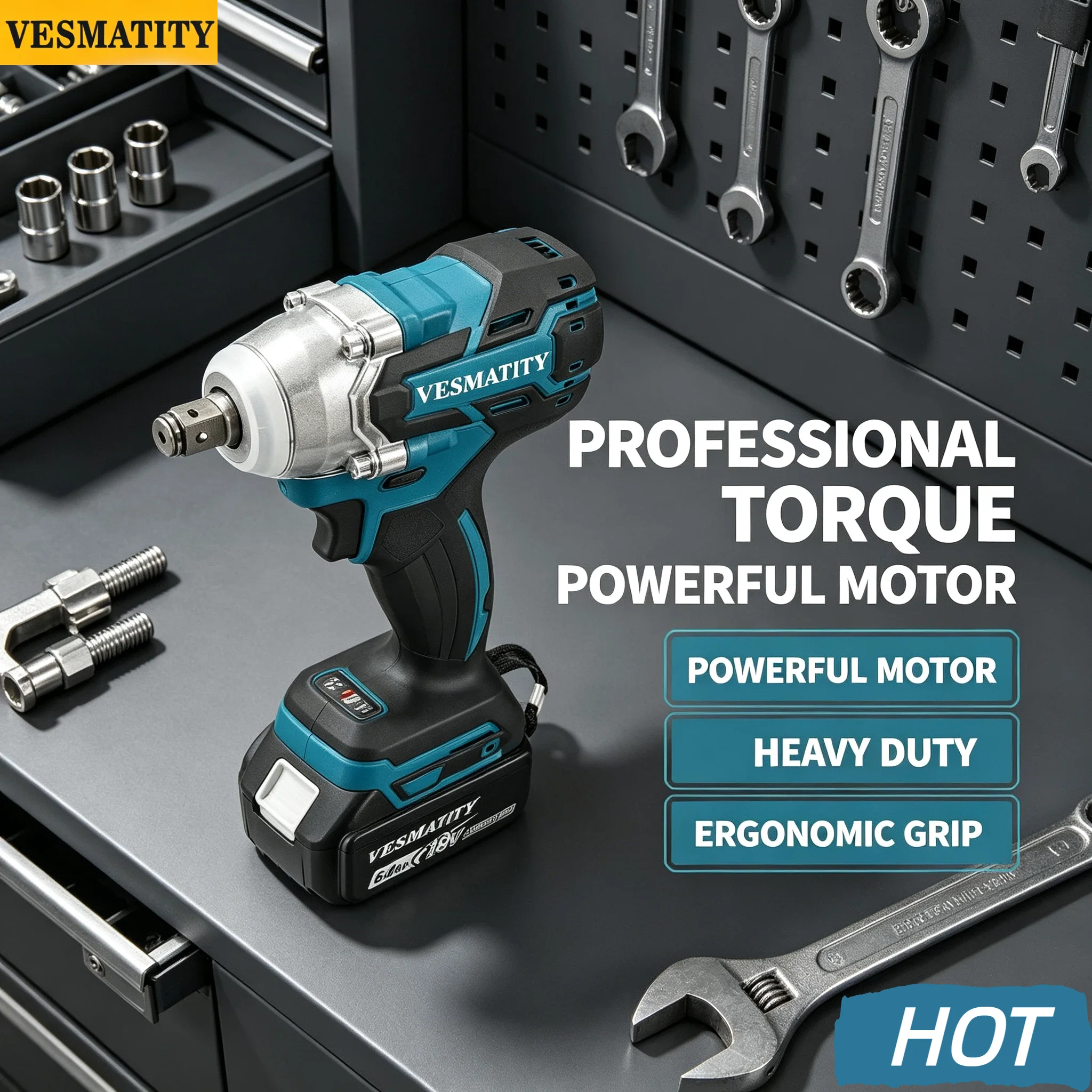 Vesmatity Brushless 1/2 Inch Electric Screwdriver 280Nm Rechargeable Drill Driver 18V 20V Battery Max Pro Ultra Speed Kit