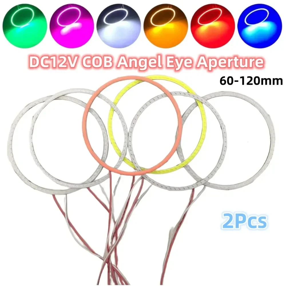 1Para ciepłych/białych/niebieskich 60mm 70mm 80mm 90mm 100mm 120mm COB LED Angel Eyes z powłoką Halo Ring Żarówka Światło przeciwmgielne do