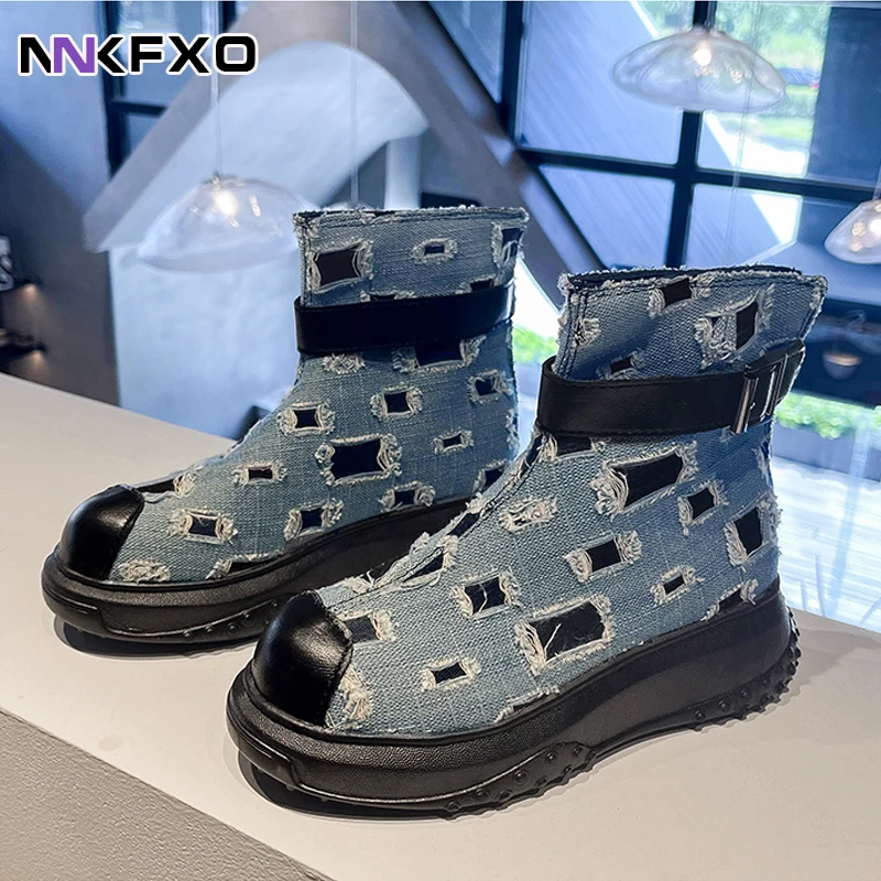 

2023 Women New Ankel Boots Female Autumn Winter Round Toe Muffin Sole Boots Belt Buckle Accessory Boots Mixed Colors Boots QB376